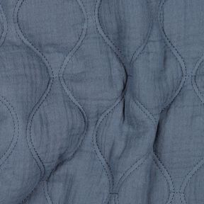tessuto trapuntato mussola Onde – grigio blu, 