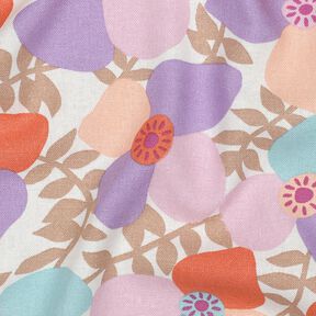 Misto lino viscosa Lema Poppies | Nerida Hansen – bianco lana/eucalipto, 