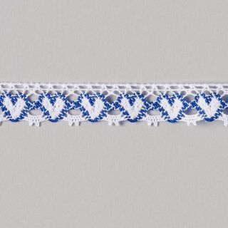pizzo a tombolo cuori [17 mm] - bianco/blu reale, 