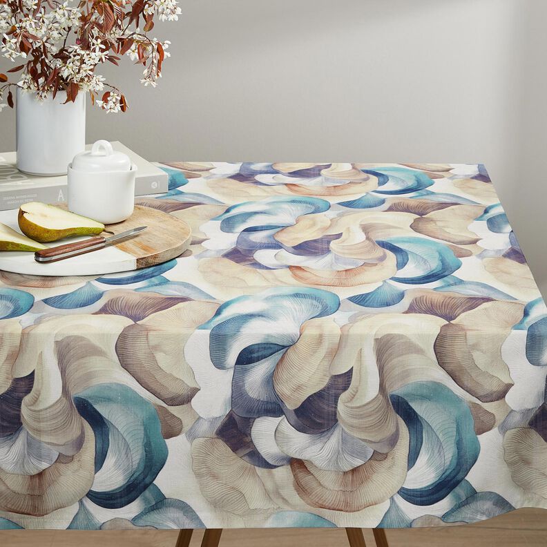 tessuto arredo mezzo panama Pianta astratta – blu/rame,  image number 8
