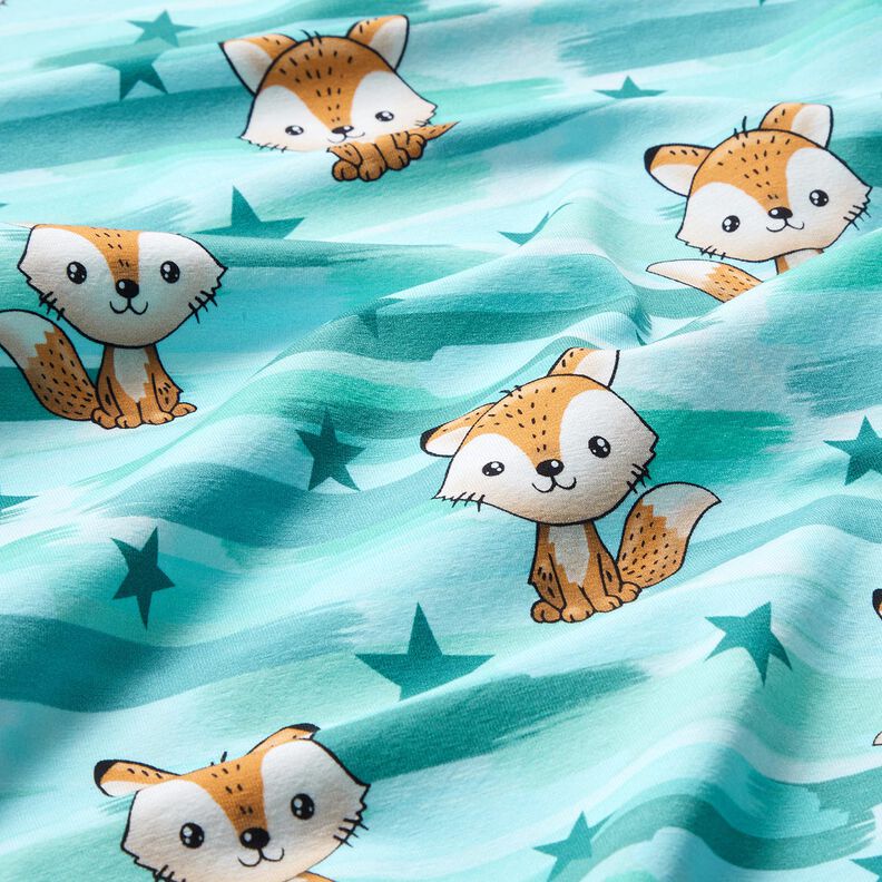 jersey di cotone Volpe con strisce | Glitzerpüppi – azzurro/arancio pesca, image number 2