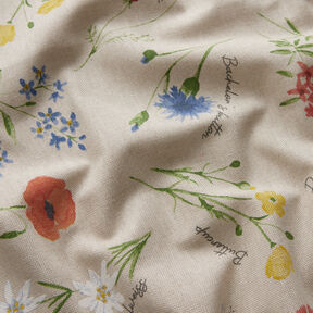 tessuto arredo mezzo panama Fiori alpini – naturale/blu, 
