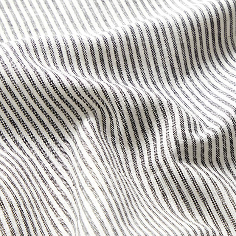 misto cotone-lino righe sottili – nero/bianco lana,  image number 2
