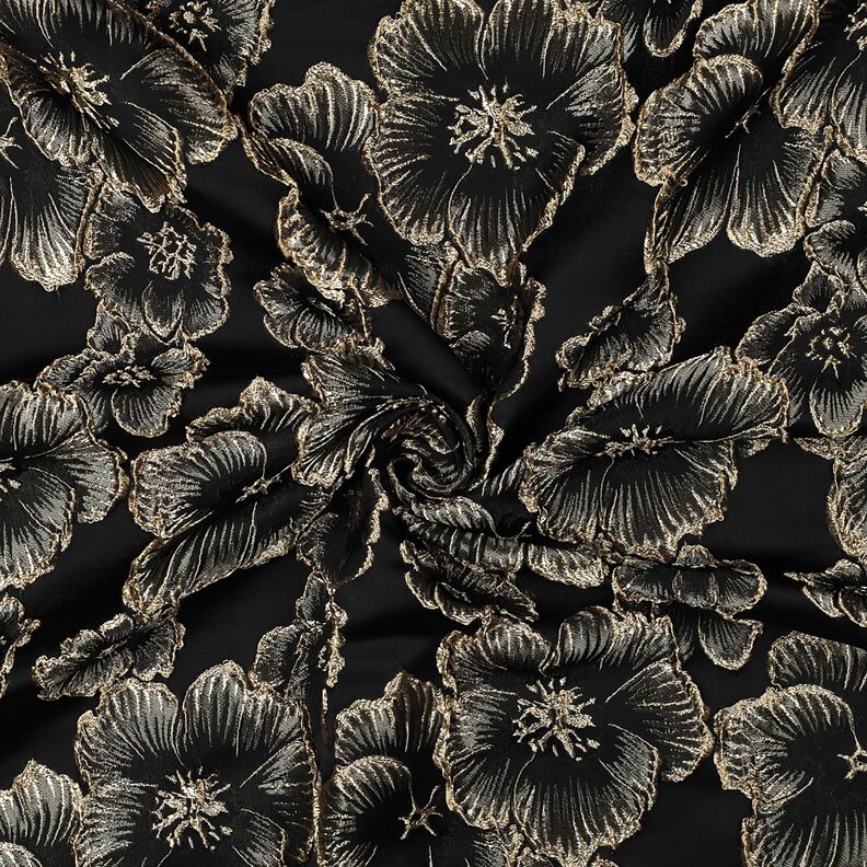 Jacquard Fiori con effetto 3D – nero/mandorla,  image number 3