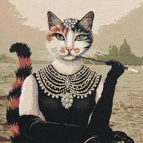 taglio di tessuto gobelin gatto elegante – beige scuro/nero, 