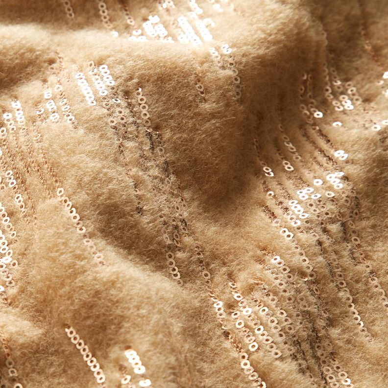 Tessuto in maglia per cappotto con righe di paillettes – beige,  image number 2