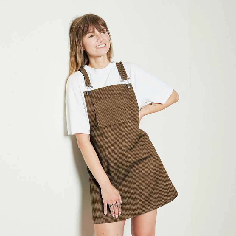 velluto a coste larghe Bubble tinta unita – marrone,  image number 8