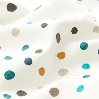 jersey di cotone Piccoli puntini variopinti – bianco/petrolio, 
