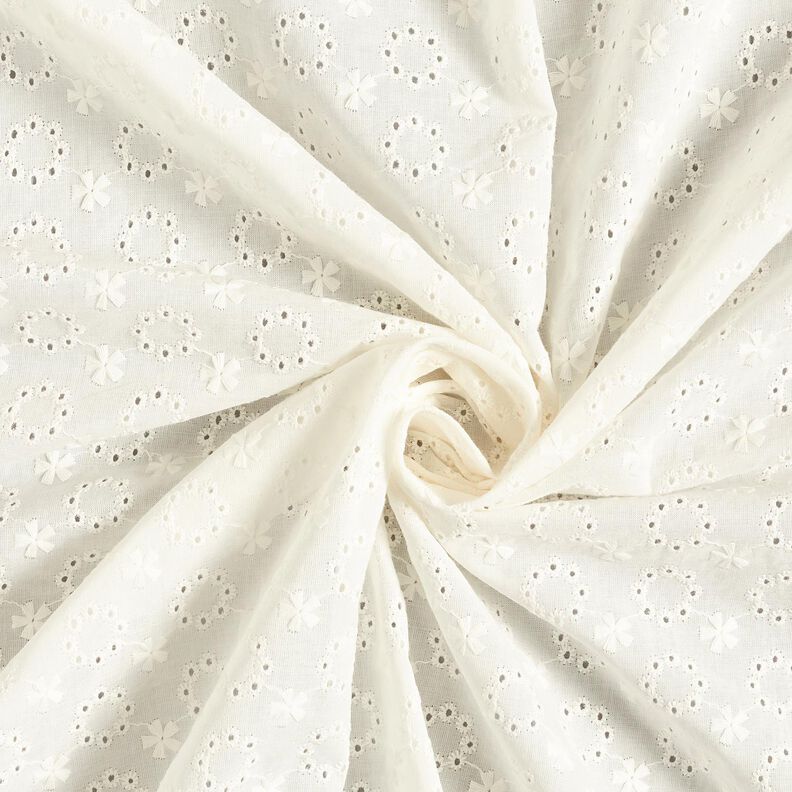 Batista di cotone ricami a giorno Ghirlande di fiori – bianco lana,  image number 5