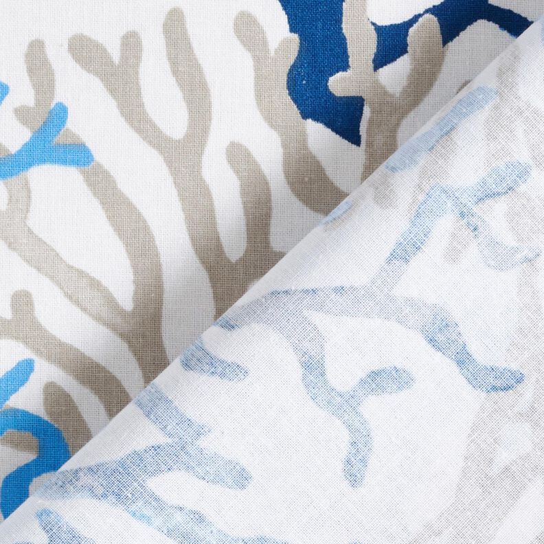 tessuto in cotone cretonne Grandi coralli – bianco/blu,  image number 4