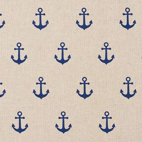 tessuto arredo mezzo panama ancore – blu marino/naturale, 