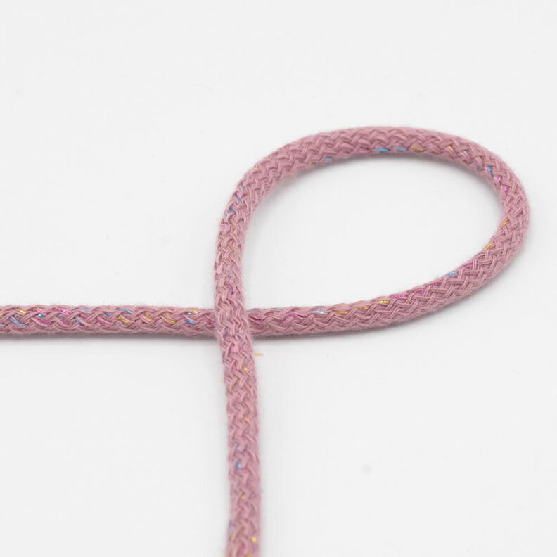 Cordoncino in cotone lurex [Ø 5 mm] – rosa antico scuro,  image number 1