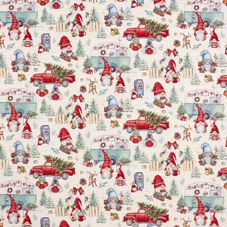 tessuto arredo gobelin Gnomo di Natale – beige chiaro/rosso, image number 1