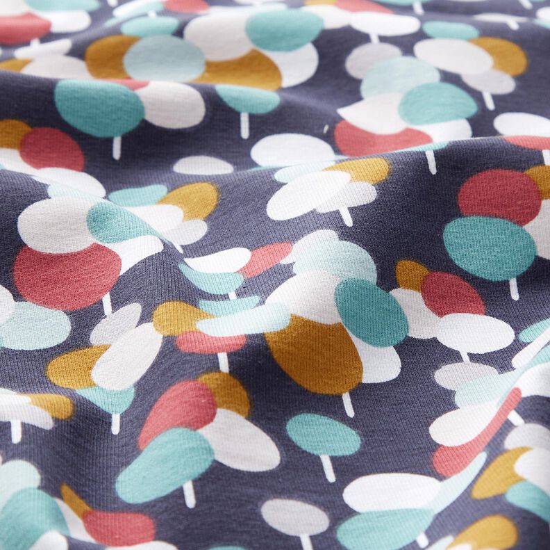 jersey di cotone Alberi a pois – blu notte, image number 2