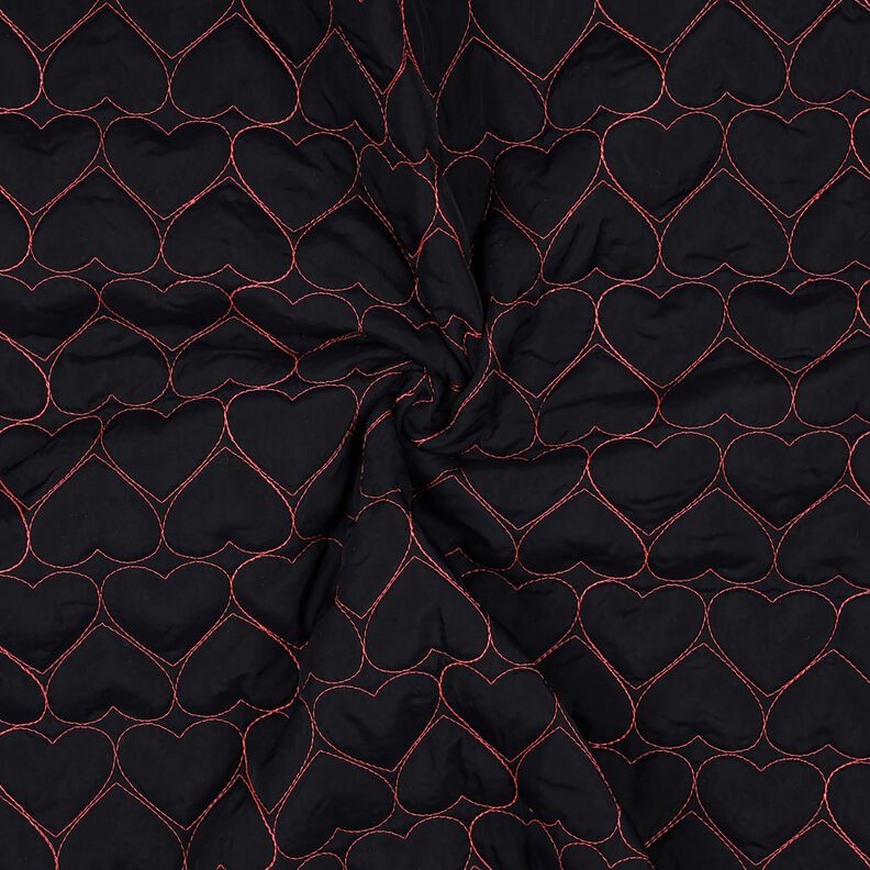 tessuto trapuntato Cuori al neon | Poppy Fabrics – nero/fucsia neon, image number 3
