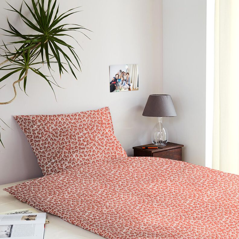 tessuto in cotone cretonne Foglie astratte – terracotta/avorio,  image number 7
