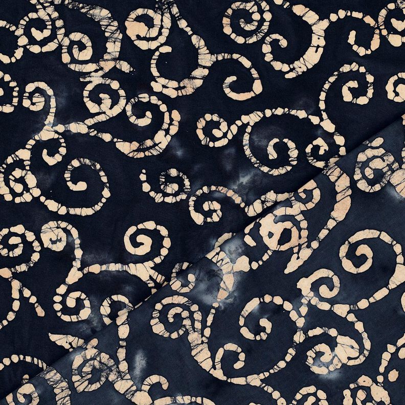 tessuto in cotone Cerchietti Batik – nero-azzurro/sabbia,  image number 4