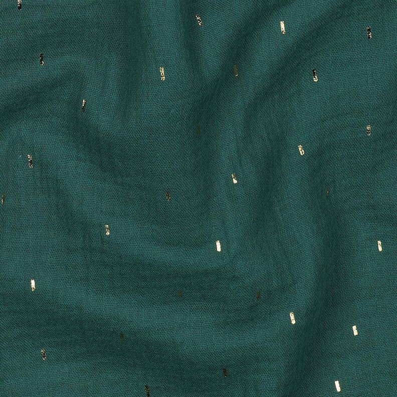 mussolina / tessuto doppio increspato rettangolo stampa laminata | Poppy Fabrics – abete blu/oro,  image number 2