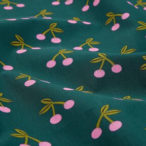 cotone rivestito Ciliegie carine – verde scuro, 