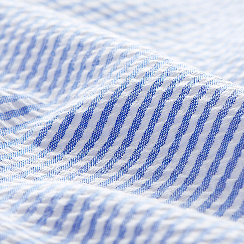 seersucker misto cotone, righe – blu reale/bianco lana,  image number 2
