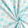 popeline di cotone Rose e arcobaleni – bianco/turchese chiaro,  thumbnail number 3