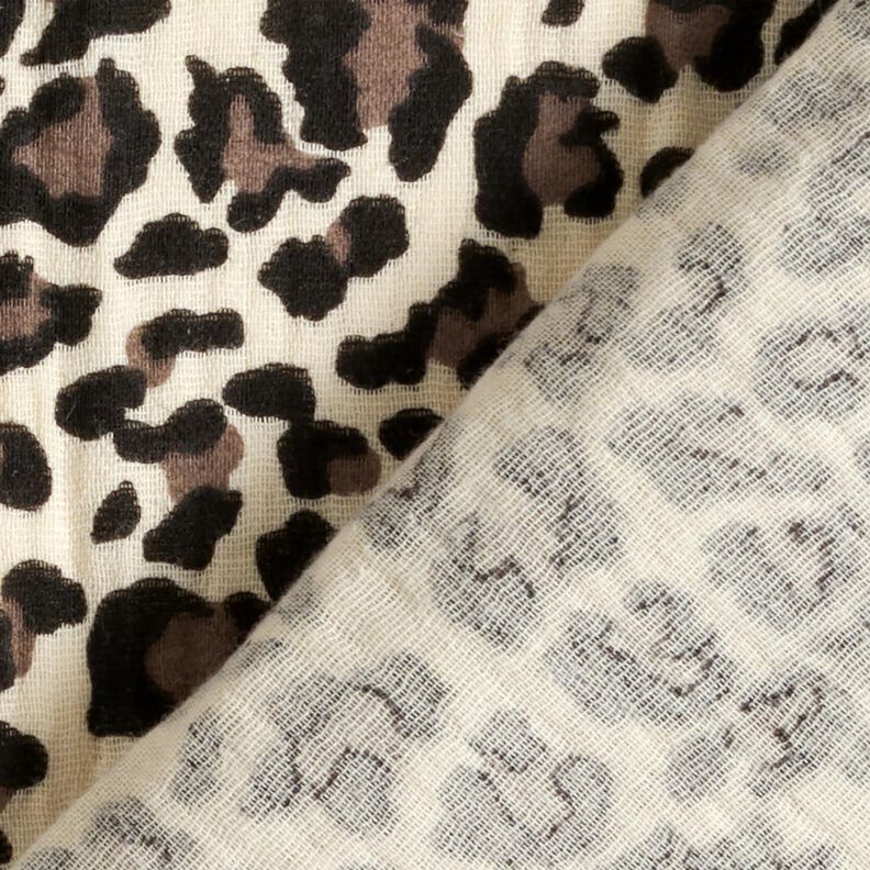 mussolina / tessuto doppio increspato Stampa leopardata – beige chiaro/cioccolato,  image number 4