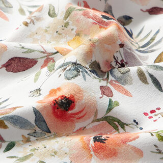 French terry, fiori acquerello | by Poppy – bianco, 