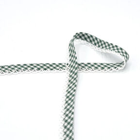Nastro in sbieco Quadro vichy con bordo all'uncinetto [20 mm] – verde scuro, 