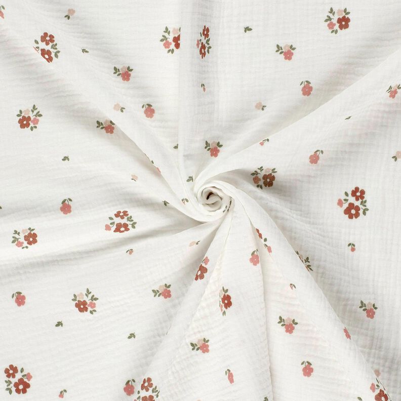 mussolina / tessuto doppio increspato fiori – bianco, image number 3