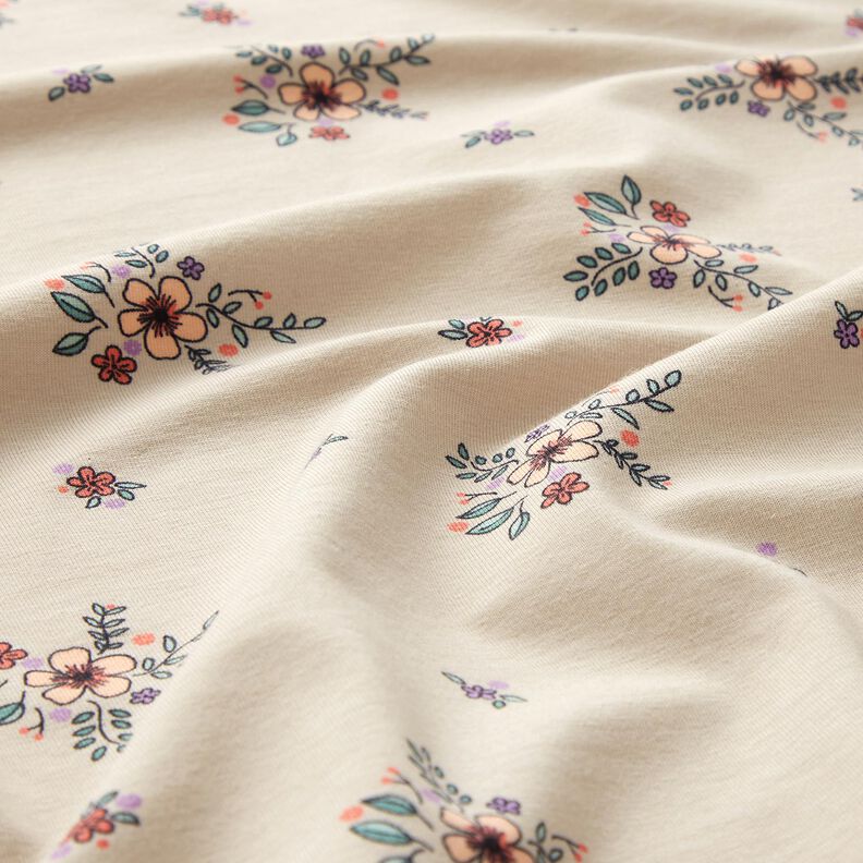 GOTS jersey di cotone Fiori sparsi | Poppy Fabrics – mandorla,  image number 2