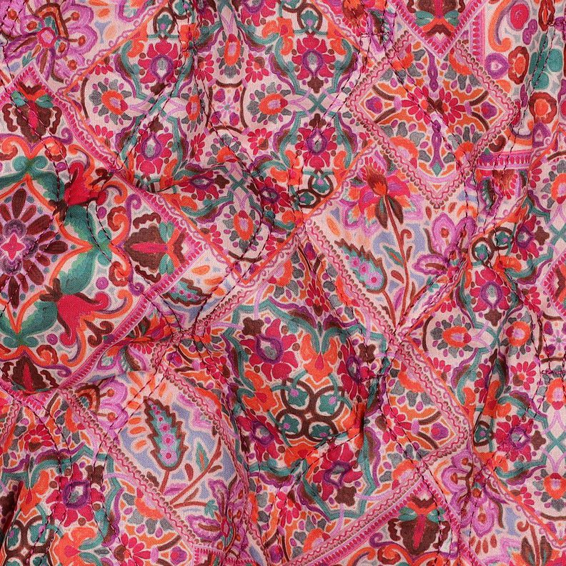 tessuto trapuntato double face losanghe | Poppy Fabrics – rosa fucsia acceso/verde abete,  image number 2