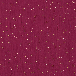 mussola di cotone, macchie dorate sparse – rosso Bordeaux/oro, 