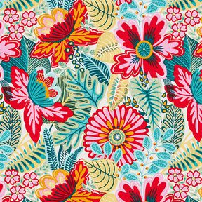 tessuto in cotone cretonne Fiori imponenti – bianco/rosso fuoco, 