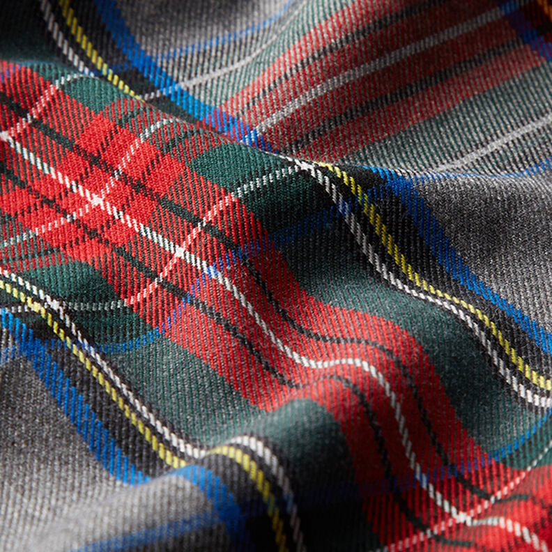 tessuto stretch per pantaloni Quadri scozzesi – grigio ardesia/rosso,  image number 2