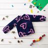 French terry, felpa estiva effetto jeans, cuori neon – blu notte/fucsia neon,  thumbnail number 5