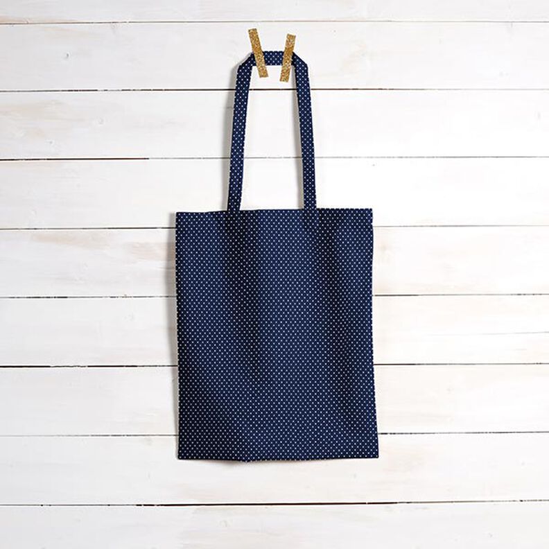 Cotone laminato Piccoli pois – blu notte, image number 7