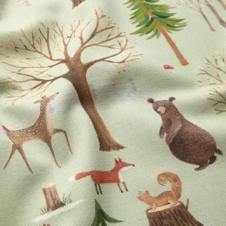 tessuto arredo mezzo panama animali del bosco – menta, 