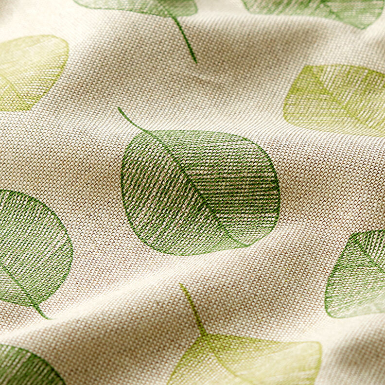 tessuto arredo mezzo panama  foglie – naturale,  image number 2