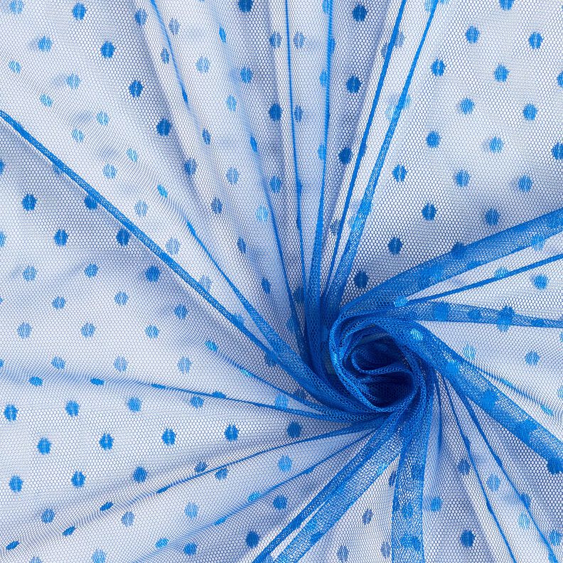 Tessuto a rete soft a pois – blu reale, image number 4