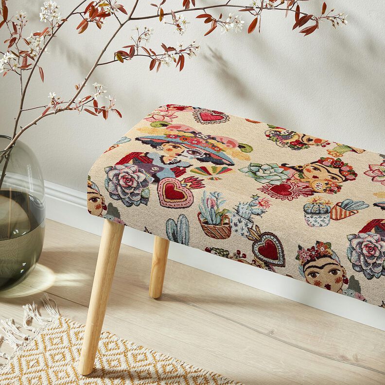 tessuto arredo gobelin Donne artiste &ndash; beige chiaro/rosso,  image number 5