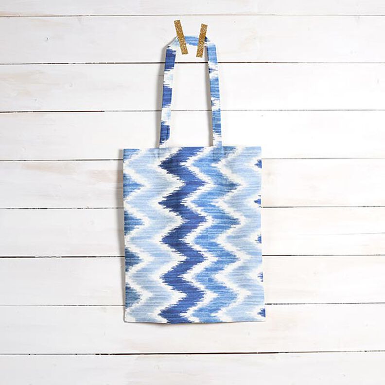 cotone rivestito, stampa ikat – blu/bianco,  image number 7