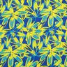 tessuto crêpe satin Grandi fiori di camomilla – indaco/giallo limone,  thumbnail number 1