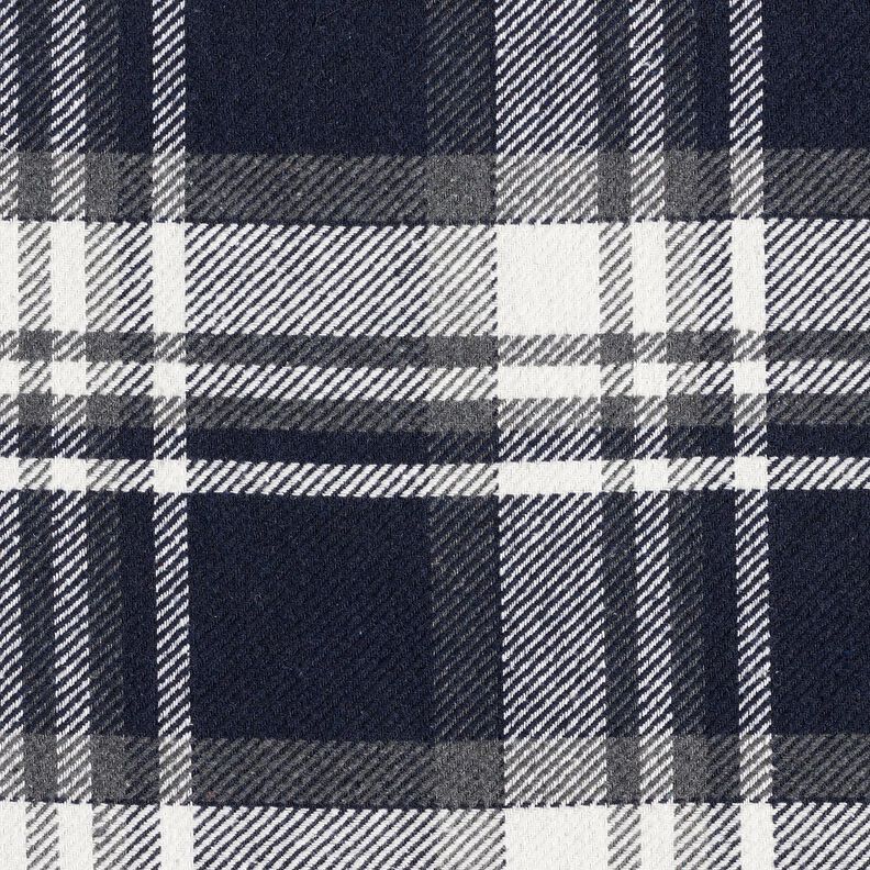 Tessuto per cappotto con retro in pelliccia quadrettato – blu notte/grigio ardesia, image number 1