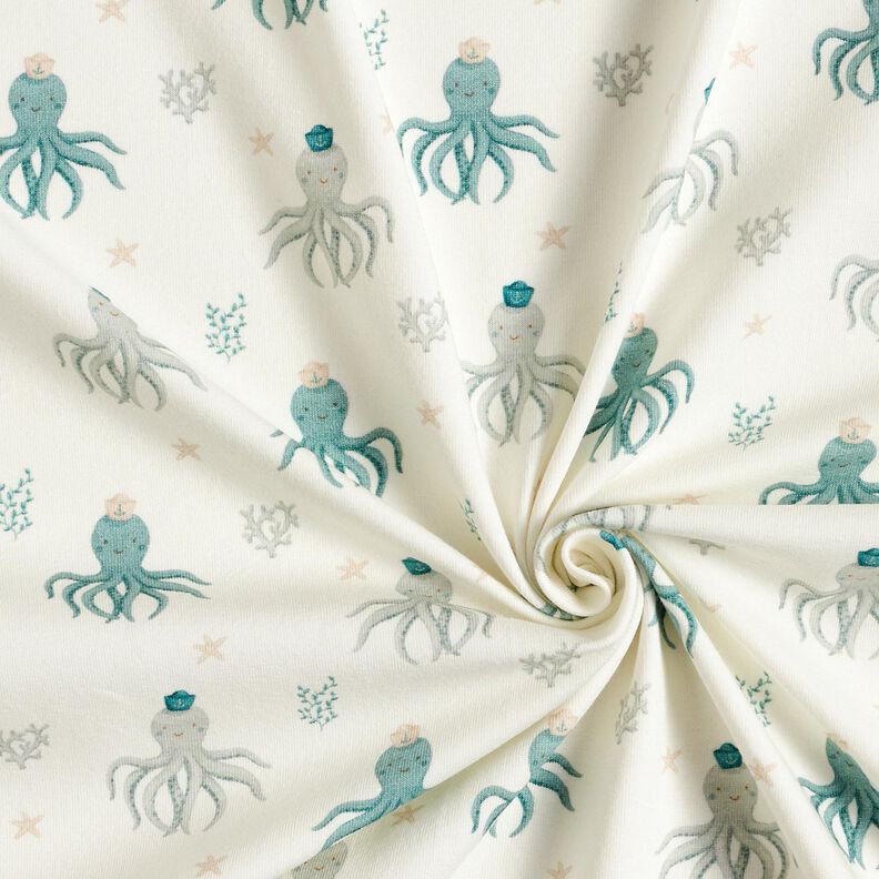 jersey di cotone Calamari felici stampa digitale – bianco lana,  image number 3