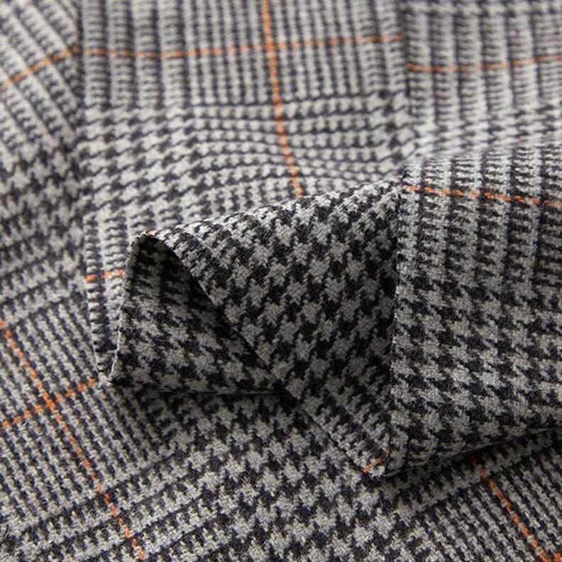 Tessuto in lana Principe di Galles – grigio scuro/arancione,  image number 3