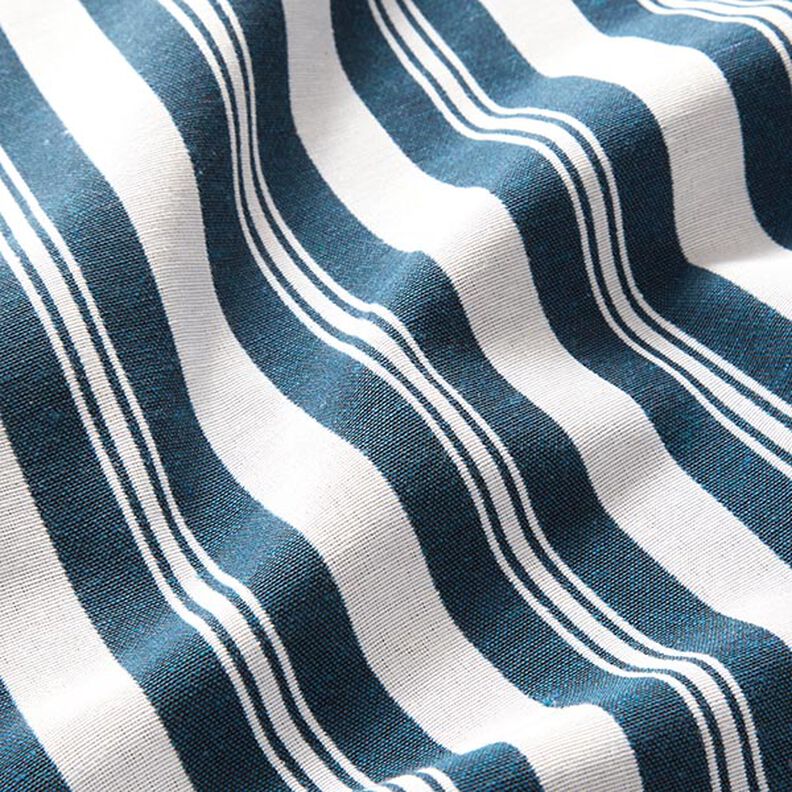 tessuto arredo Jacquard Righe – blu oceano/bianco,  image number 2