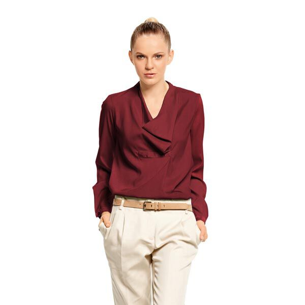 Georgette crêpe Moss – rosso Bordeaux, image number 5
