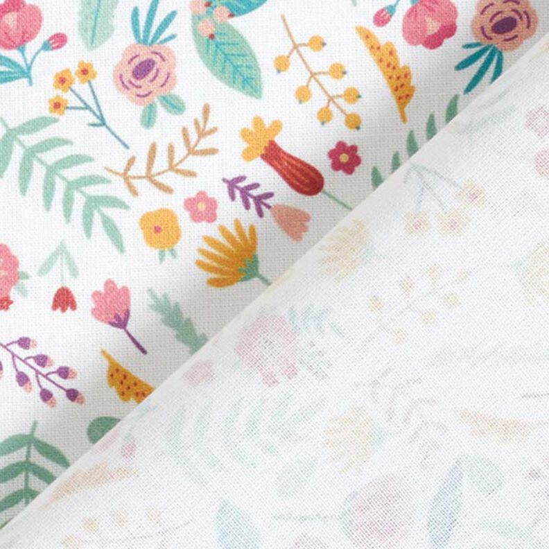 tessuto in cotone percallepiccoli fiori e foglie – rosa/giallo,  image number 4