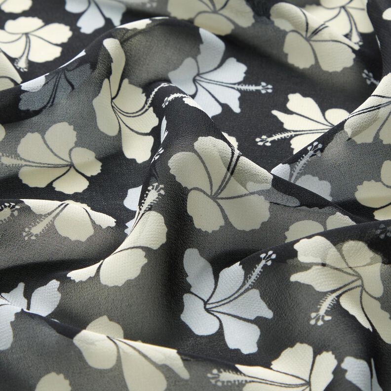 Fiori di ibisco in chiffon – nero/bianco, image number 2