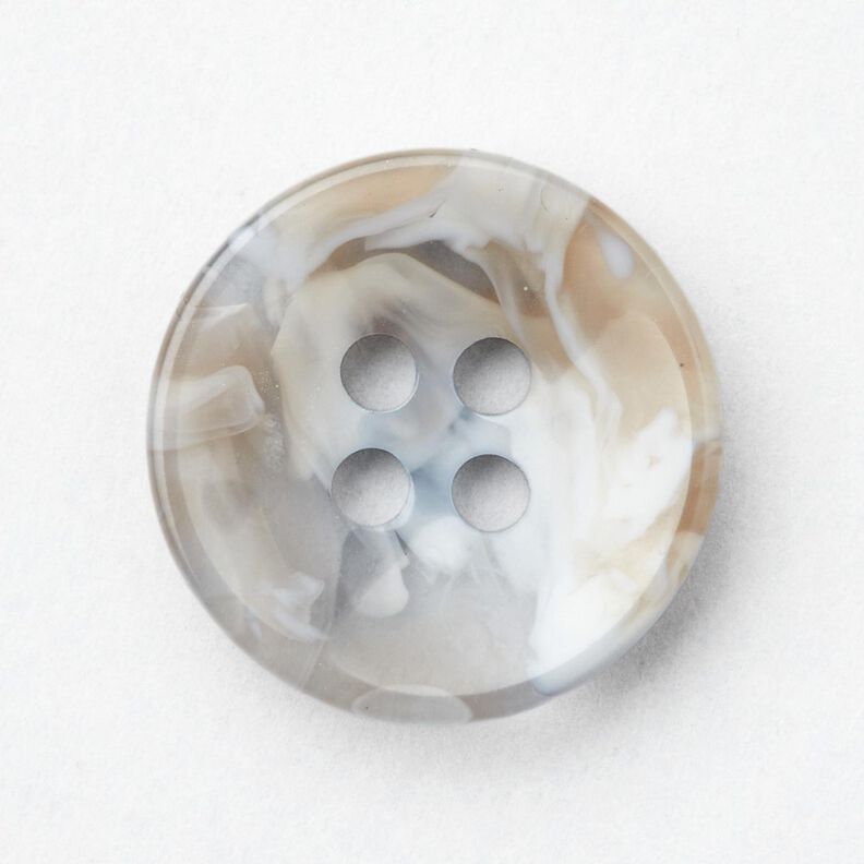 Bottone marmorizzato a 4 fori [Ø 15 mm] – azzurro baby/beige,  image number 1